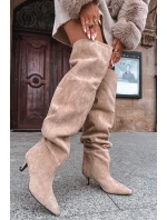 Wsuwane Kozaki Damskie Na Szpilce Beżowe Ysolienne