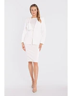 S432 Elegantné sako s ozdobnou mašľou - ecru