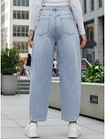 Dámske baggy džínsy s vysokým pásom svetlomodré FashionStreet UY2934