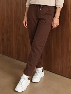 Dámske bavlnené tepláky, hnedé, FashionStreet UY3211
