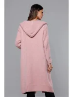 Dlhý vlnený prehoz cez oblečenie typu alpaka v bledo ružovej farbe s kapucňou (M105-1) Dlhý vlnený prehoz cez oblečenie typu alpaka v bledo ružovej farbe s kapucňou (M105-1)