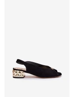 Zamszowe Eleganckie Sandały Damskie CheBello 4724 Czarne