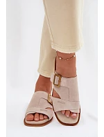 Dámske semišové topánky na plochom podpätku s prackou Big Star TT274476 Beige Dámske semišové topánky na plochom podpätku s prackou Big Star TT274476 Beige