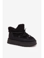 Dámske snežnice na platforme s kožušinou (jahňacie) Big Star - čierne