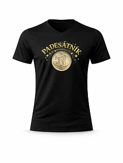 Pánské bavlněné tričko s potiskem - PADESÁTNÍK - černé
