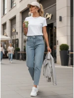 Dámske džínsy s vysokým pásom mom fit modré FashionStreet UY2861