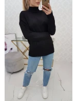Polovičný sveter s rolákom čierny Polovičný sveter s rolákom čierny