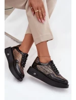 Skórzane Sznurowane Półbuty Damskie Na Platformie Artiker 57C2044 Czarne