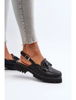 Dámske ploché sandále na podpätku s ozdobou Čierne D&A