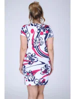 Dámske šaty aj pre plnoštíhle s kvetinovým vzorom biele - Biela - Efect