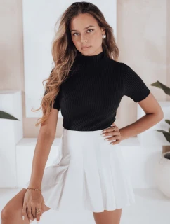 Dámsky rebrovaný sveter s krátkym rukávom GIRLGLORY black FashionStreet MY2552