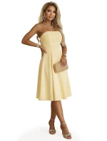 641-3 VIVIENNE korzetové midi šaty s opaskom - pastelovo žlté