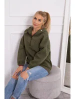 Khaki mikina s kapucňou