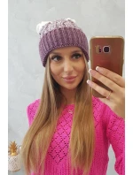 Dámska čiapka s brmbolcom Abigail K326 fialová+biela Dámska čiapka s brmbolcom Abigail K326 fialová+biela