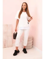 Dámsky maslový set s krátkymi rukávmi a nohavicami v odtieni ecru