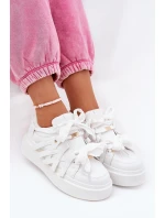 Eko Skórzane Sneakersy Na Platformie Białe Penolle