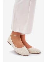 Baleriny Damskie Płaskie Z Brokatem Złote Tatorelis