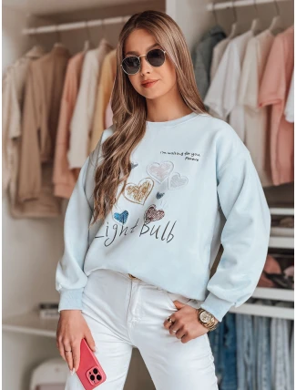 Dámska nadrozmerná mikina so srdiečkami PINKNOTE modrá FashionStreet BY1502 Dámska nadrozmerná mikina so srdiečkami PINKNOTE modrá FashionStreet BY1502