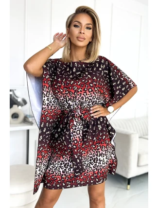SOFIA - Dámske motýlikové šaty s jaguárím vzorom a so zaväzovaním v páse 287-23 SOFIA - Dámske motýlikové šaty s jaguárím vzorom a so zaväzovaním v páse 287-23