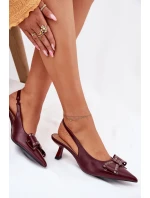 Czółenka Na Szpilce Z Kokardą Bordowe Folesca