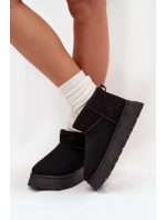 Śniegowce Damskie Na Platformie Ocieplane Futerkiem Czarne Vesirae