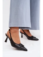 Dámské sandály na podpatku s ozdobným detailem Černé Mariae