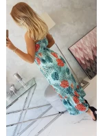 Šaty s motívom listov v mätovej farbe