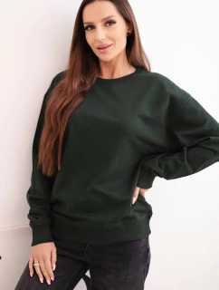 Dámska základná bavlnená mikina s okrúhlym výstrihom tmavozelená