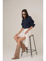 Zdobione Kozaki Z Wywiniętą Cholewką Na Słupku Ciemnobeżowe Ivilta