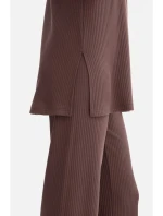 B301 Rebrovaný pletený top - hnedý