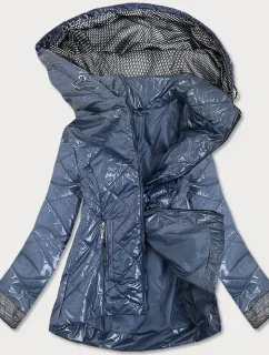 Svetlo modrá lesklá dámska prešívaná bunda (B9573)