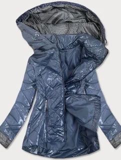 Svetlo modrá lesklá dámska prešívaná bunda (B9573)
