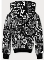 Čierna pánska "klokanie" mikina s potlačou (8B1150-1)