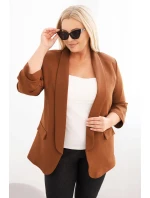 Dámska bunda Plus Size bez zapínania s podšívkou XL/2XL hnedá