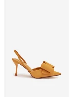 Podpatky s odhalenými patami a mašlí Žluté Eklevia