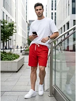 Pánske červené teplákové šortky FashionStreet SX2637 Pánske červené teplákové šortky FashionStreet SX2637