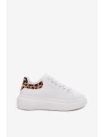 Sneakersy Damskie Na Platformie Big Star SS274247 Białe Panterka