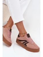 Sztruksowe Sneakersy Damskie Na Platformie Różowe Skye