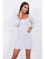 Šaty s gombíkovým výstrihom svetlo šedej Šaty s gombíkovým výstrihom svetlo šedej