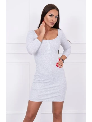 Šaty s gombíkovým výstrihom svetlo šedej Šaty s gombíkovým výstrihom svetlo šedej