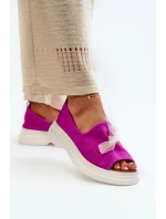 Zazoo 2939 Semišové dámske sandále s fuksiovou farbou Fuchsia