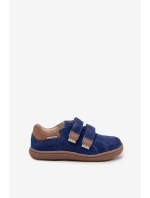 Kožené Dětské Polobotky Barefoot S Odrazkami Bartek 8600366 Tmavě Modré