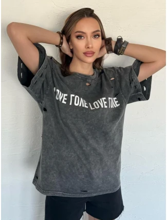 Dámske tričko s potlačou BONGANIR graphite FashionStreet RY2636 Dámske tričko s potlačou BONGANIR graphite FashionStreet RY2636