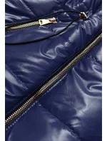 Tmavomodrá lesklá vesta s kapucňou (B9783-3)