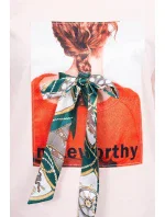 3D grafická blúzka Noteworthy púdrovo ružová