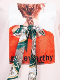 3D grafická blúzka Noteworthy púdrovo ružová