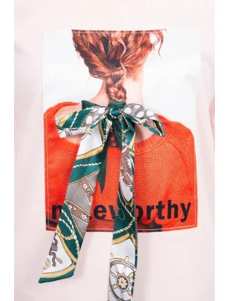 3D grafická blúzka Noteworthy púdrovo ružová