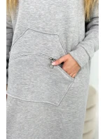 Zateplené šaty s kapucňou šedý