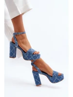 Jeansowe Sandały Na Słupku Niebieskie Acrana