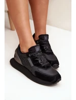 Skórzane Sneakersy Damskie Big Star OO274562 Hi-Poly System Czarne